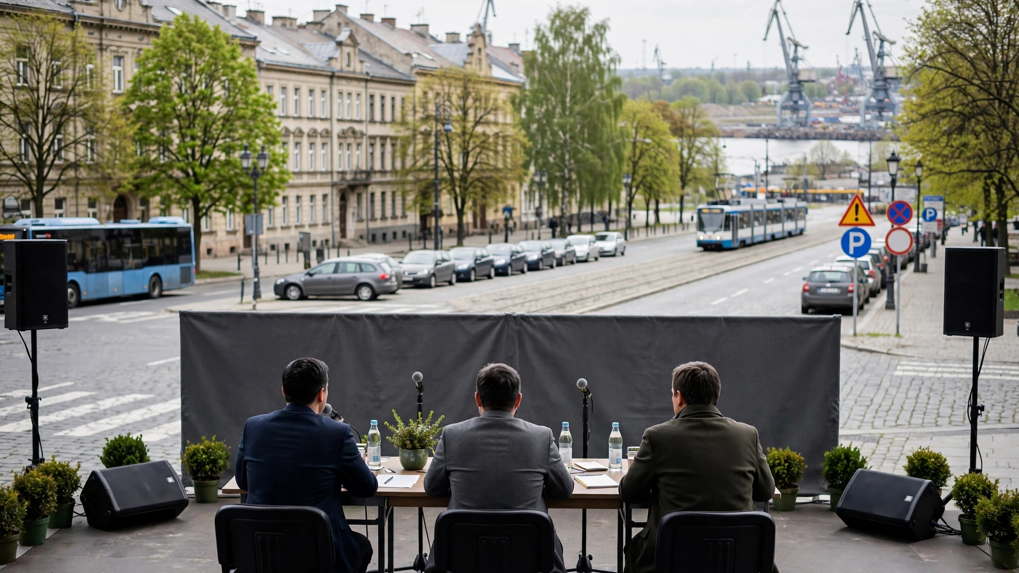 Scena konferencyjna z prelegentami podczas kongresu gospodarczego w Szczecinie