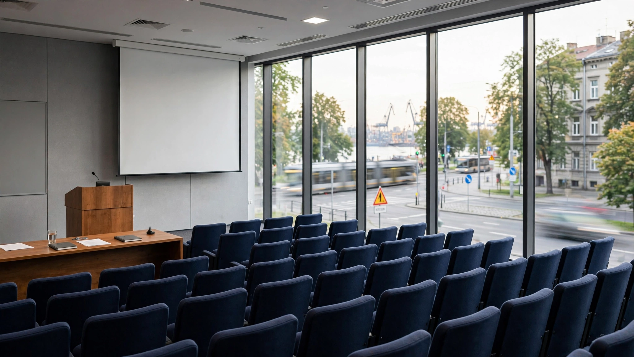 Sala wykładowa na Wydziale Nauk Społecznych Uniwersytetu Szczecińskiego podczas konferencji naukowej