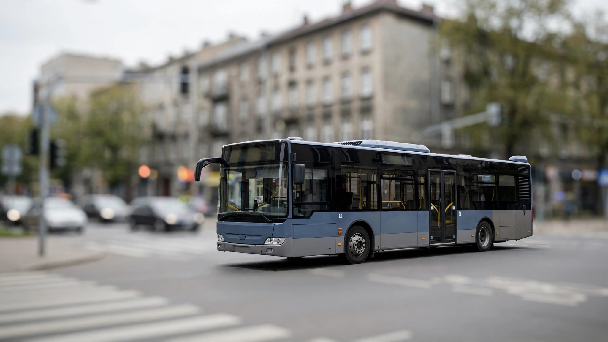 Autobus miejski na skrzyżowaniu w Szczecinie