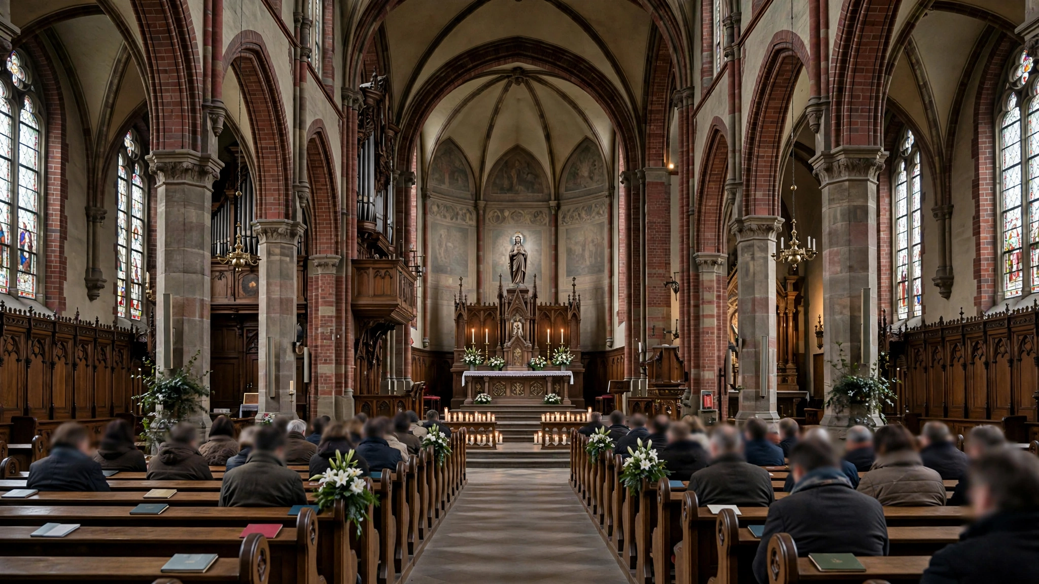 Wnętrze Sanktuarium Najświętszego Serca Pana Jezusa w Szczecinie podczas uroczystej mszy świętej