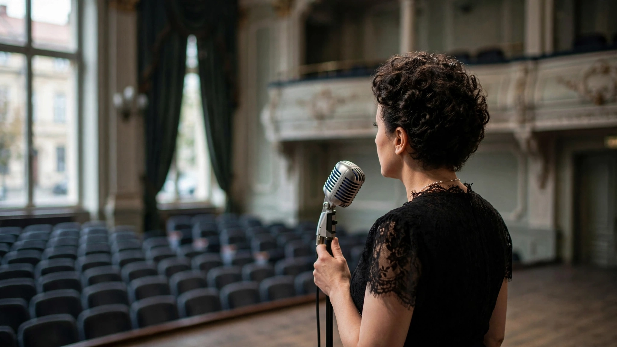 Sylwia Różycka jako Edith Piaf na scenie Teatru Polskiego w Szczecinie