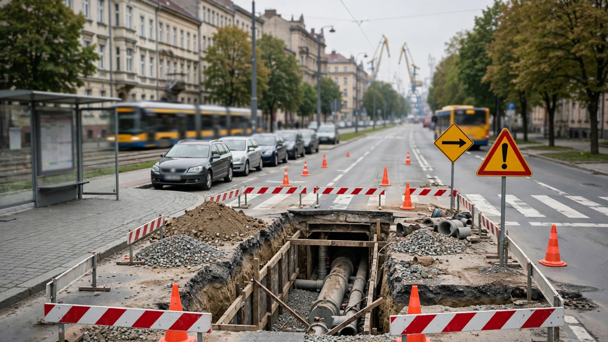 Prace remontowe przy kanalizacji na jednej z ulic Szczecina