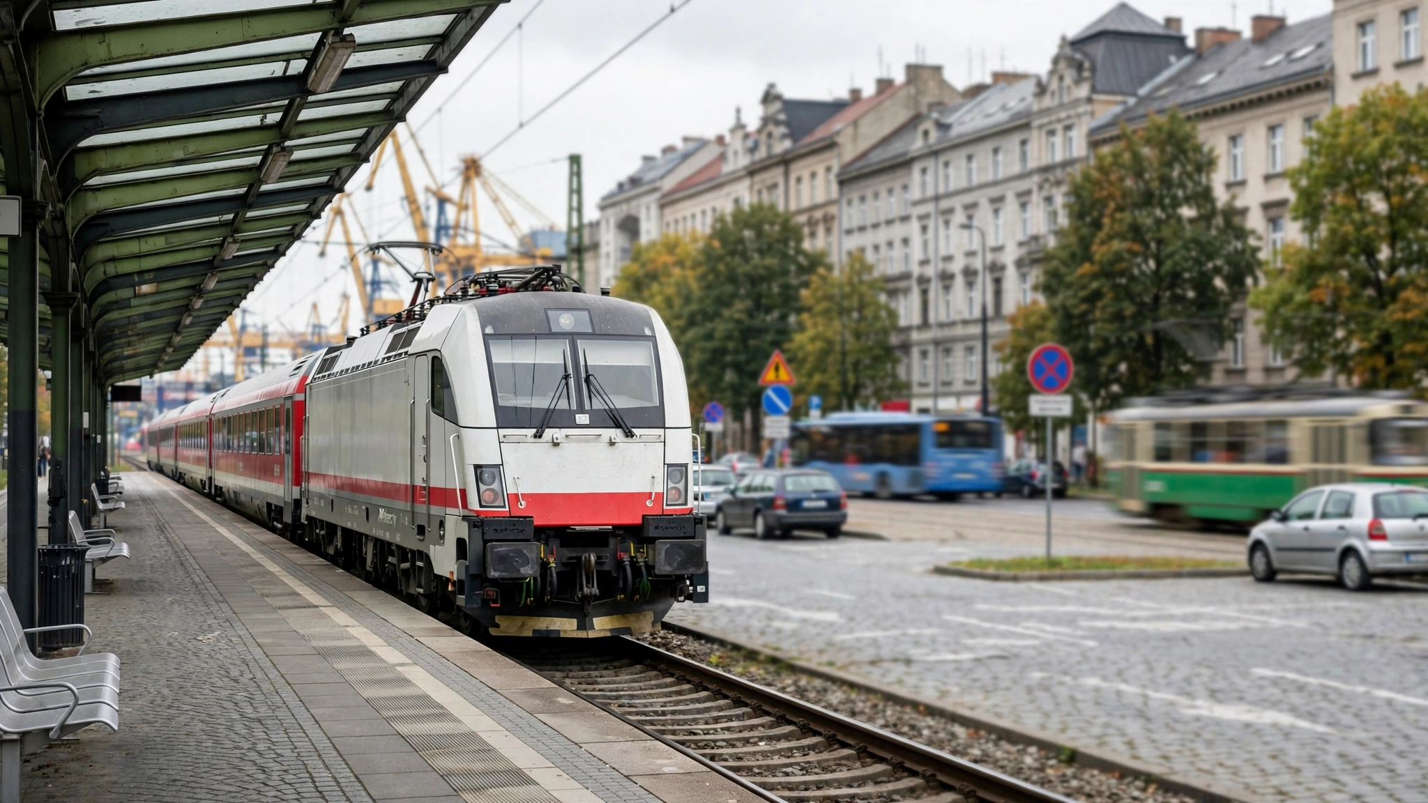 Pociąg PKP Intercity na peronie dworca kolejowego w Szczecinie