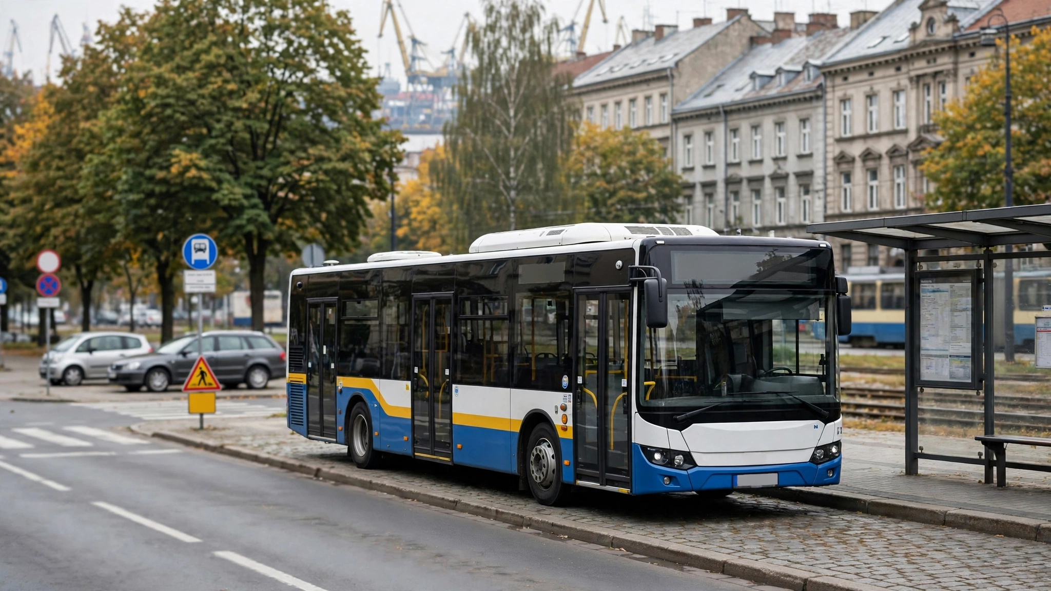 Autobus miejski ZDiTM na przystanku w Szczecinie